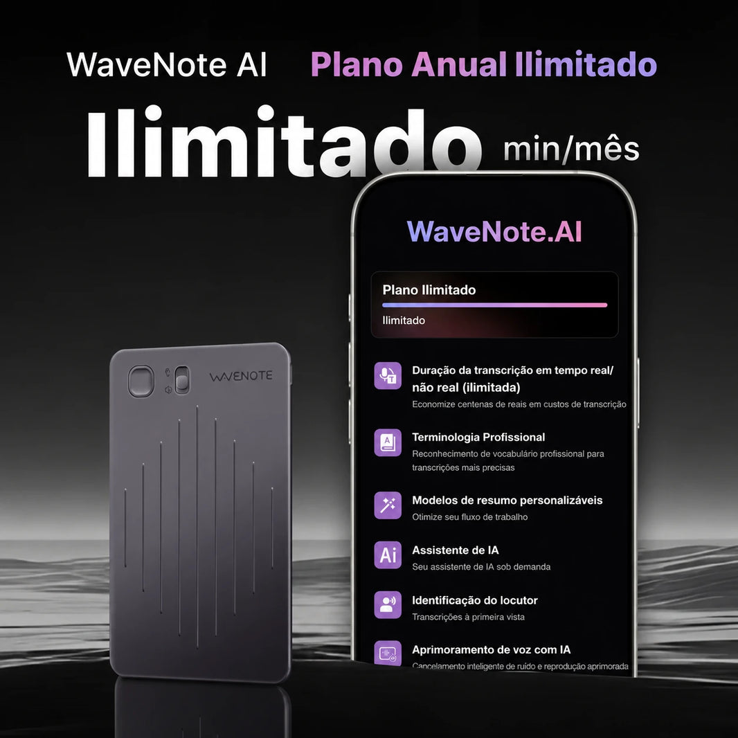 Wavenote AI Gravador & Plano Anual Ilimitado
