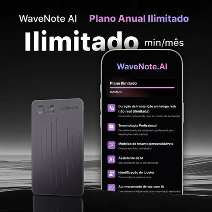 Wavenote AI Gravador & Plano Anual Ilimitado