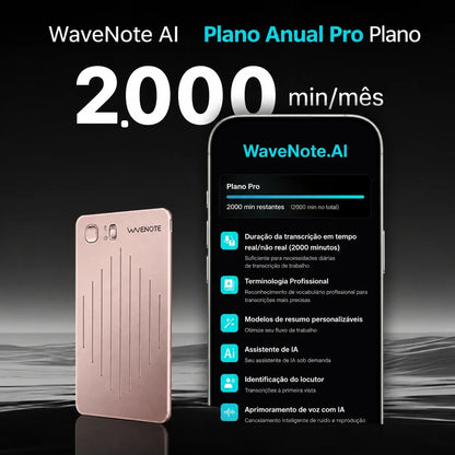 Wavenote AI Gravador & Plano Profissional Anual