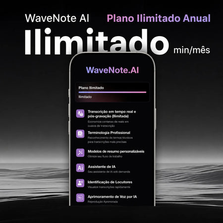 Plano Anual Ilimitado do WaveNote AI